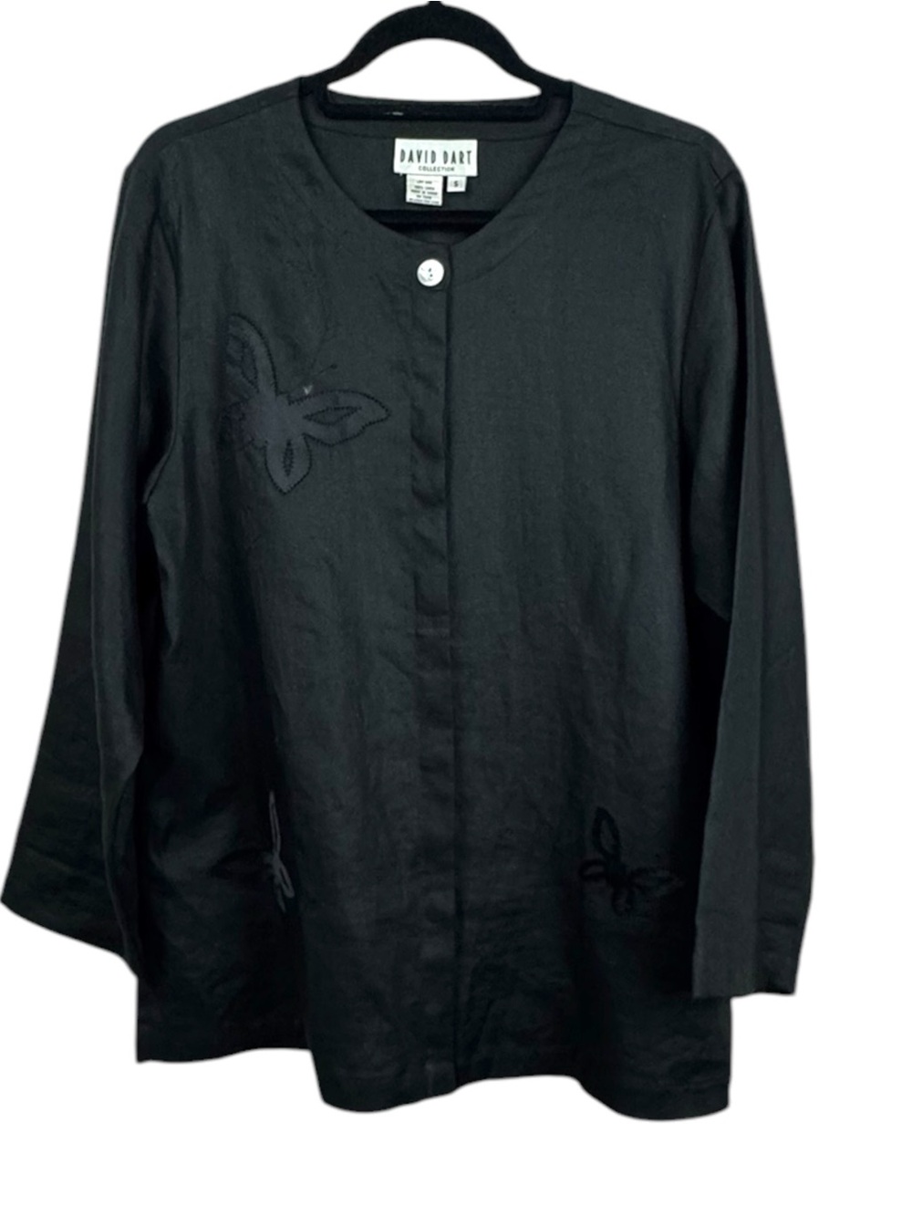 David Dart 100% Linen Butterfly Print Top S